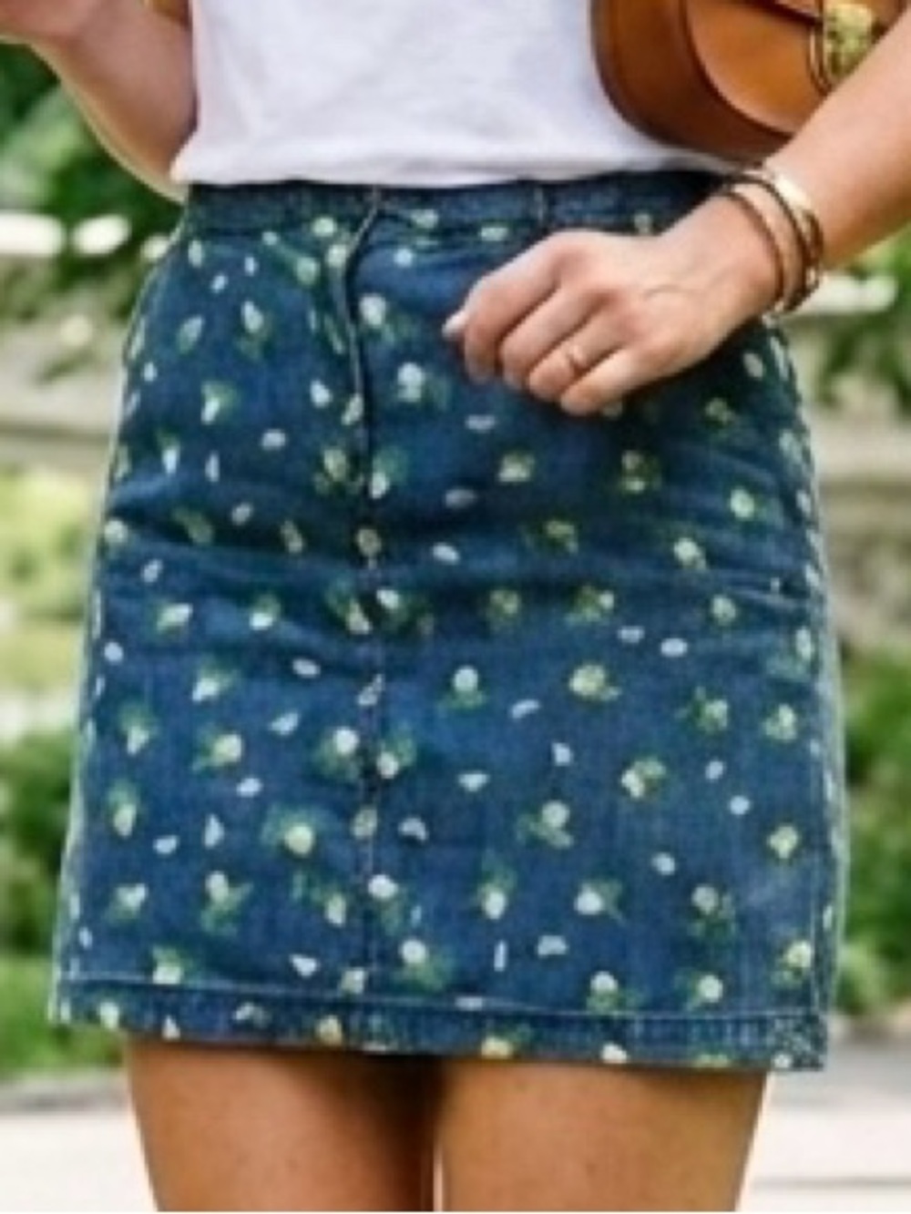 Blue Denim Cotton Fruit Print Skort S12 Karen Scott Citrus Summer Lemon Coastal